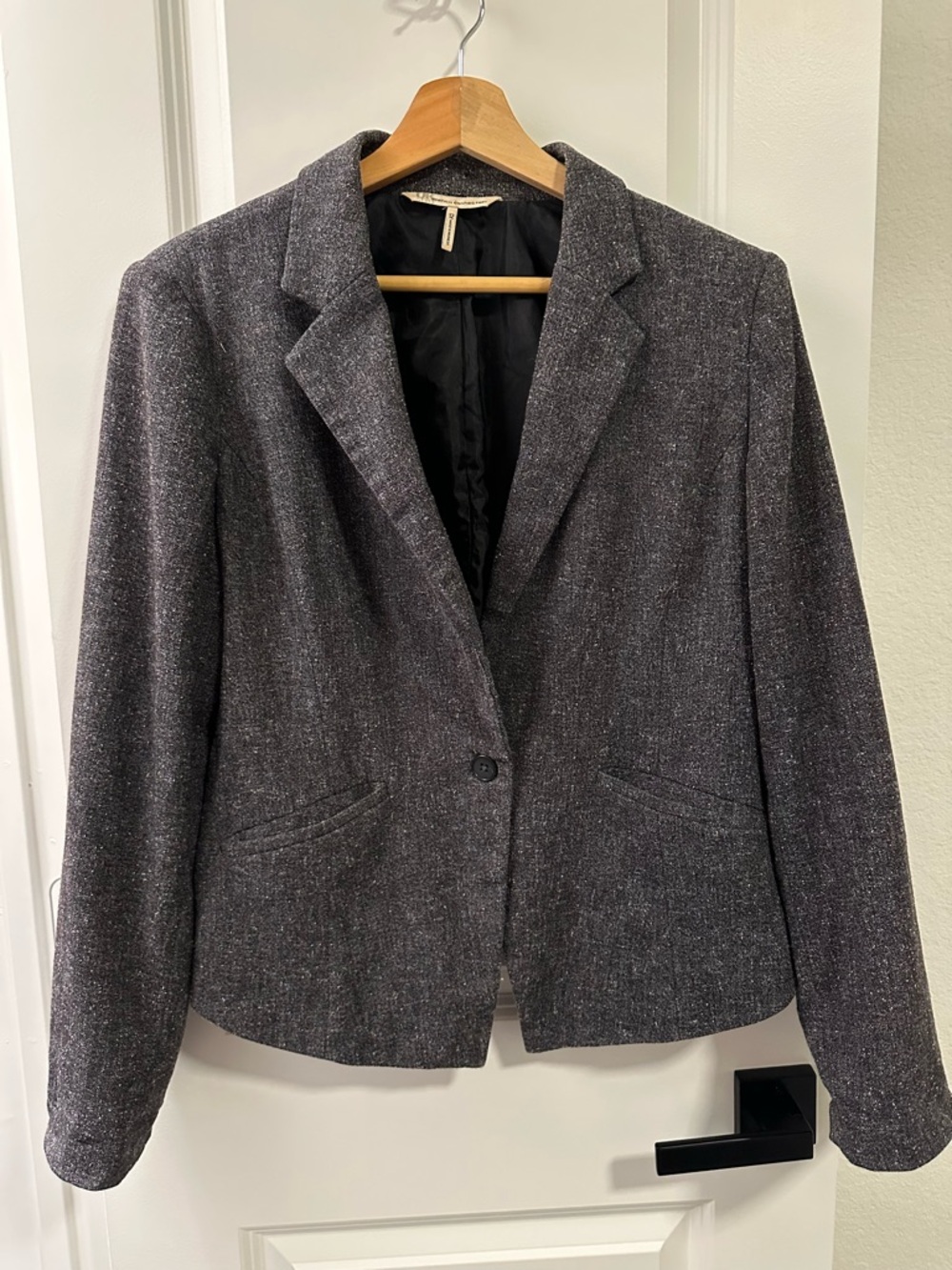 French Connection Charcoal Tweed Single-Button Blazer